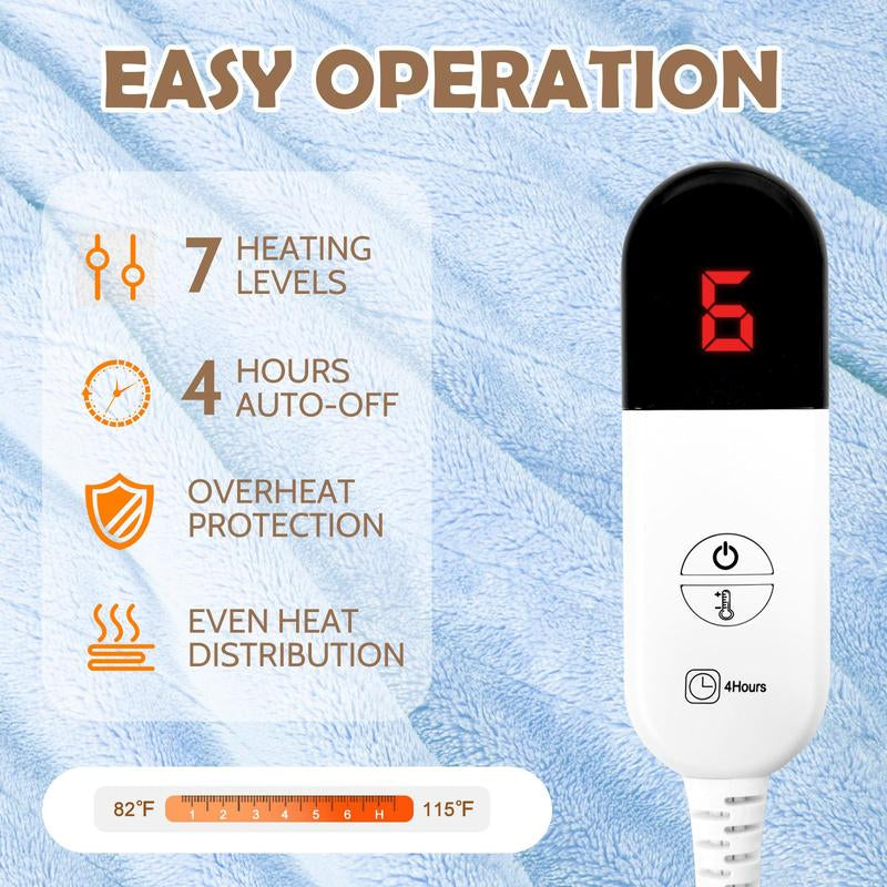 Dailylife Wearable Heated Blanket, 52”×72” Full Body Electric Heated Robe, Electric Blanket with Foot Pocket & Sleeves - 7 Heat Levels, Auto Off, Machine Washable, Gift for Winter, Women, Mom, Fathersdaygift