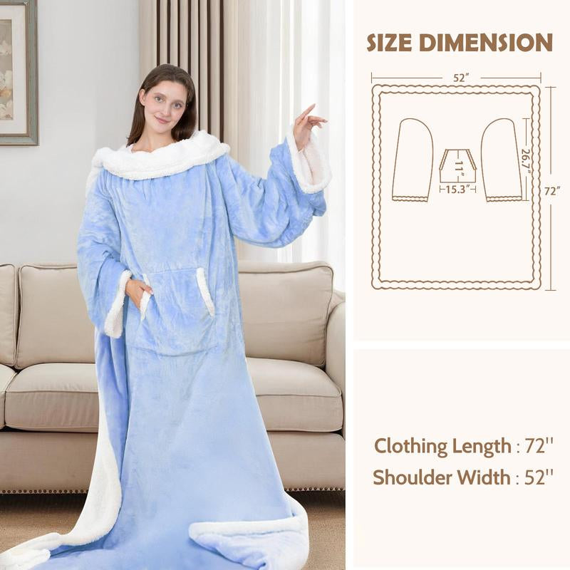Dailylife Wearable Heated Blanket, 52”×72” Full Body Electric Heated Robe, Electric Blanket with Foot Pocket & Sleeves - 7 Heat Levels, Auto Off, Machine Washable, Gift for Winter, Women, Mom, Fathersdaygift