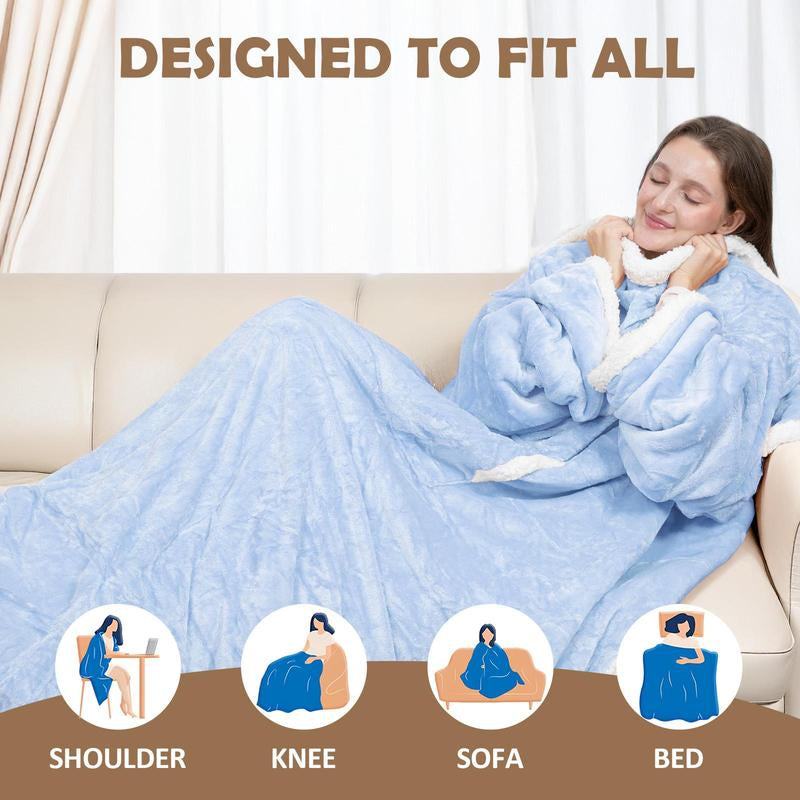 Dailylife Wearable Heated Blanket, 52”×72” Full Body Electric Heated Robe, Electric Blanket with Foot Pocket & Sleeves - 7 Heat Levels, Auto Off, Machine Washable, Gift for Winter, Women, Mom, Fathersdaygift