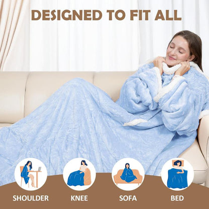 Dailylife Wearable Heated Blanket, 52”×72” Full Body Electric Heated Robe, Electric Blanket with Foot Pocket & Sleeves - 7 Heat Levels, Auto Off, Machine Washable, Gift for Winter, Women, Mom, Fathersdaygift
